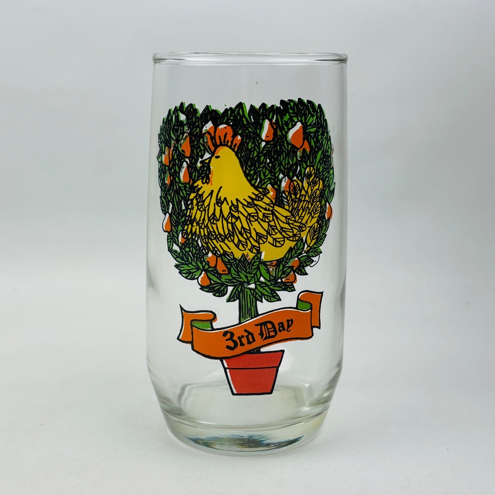 Vintage 12 Days of Christmas 3rd Day Three French Hens Drinking Glass Tumbler